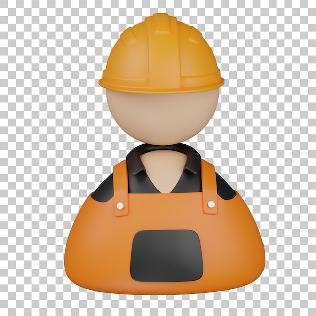 3d render of a construction worker in orange uniform icon