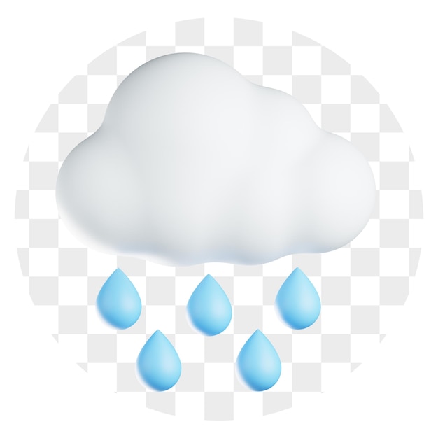 3D Render of Nighttime Rain Cloud and Moon