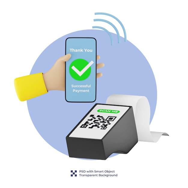 3d render of successful payment