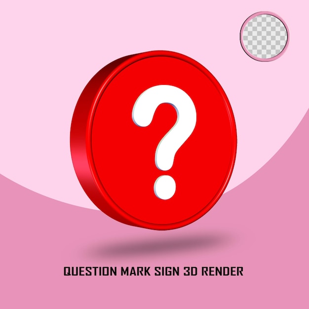 3D render question mark sign red color