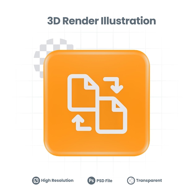 3D Render transfer file Icon For Web Mobile App Social Media Promotion