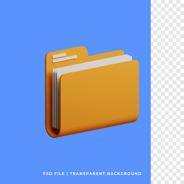 3D render yellow folder illustration