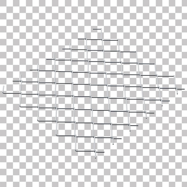 3D Rendered Galvanized ChainLink Fence with Transparent Background