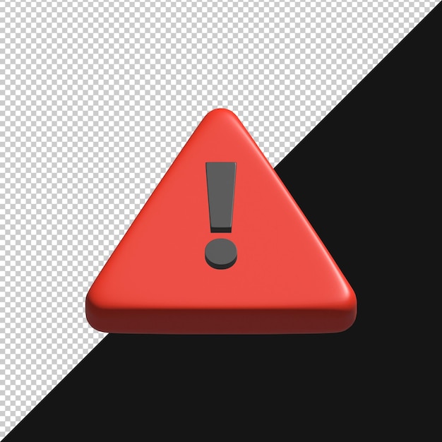 3D Rendered Warning Icon with Exclamation Mark
