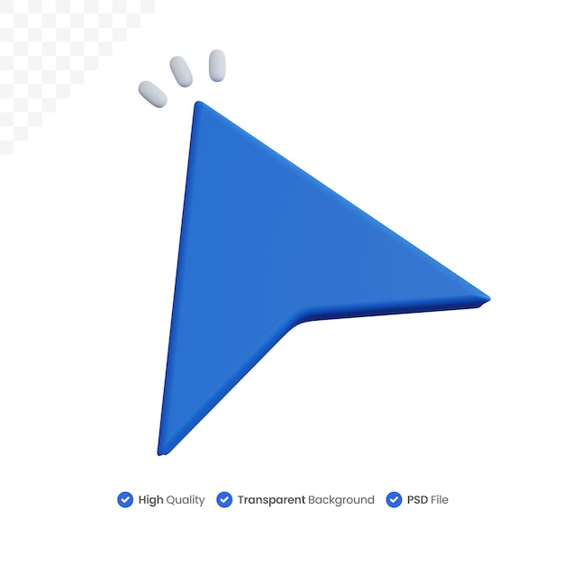 3d rendering blue pointer click isolated