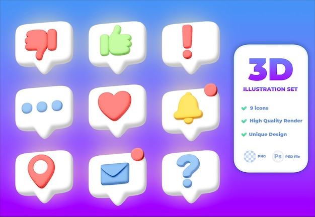 3d rendering bubble notification collection set