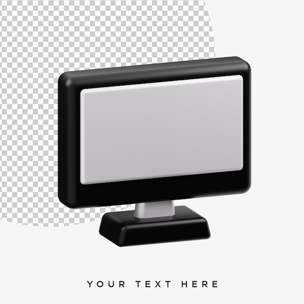 3d rendering computer icon with blank screen