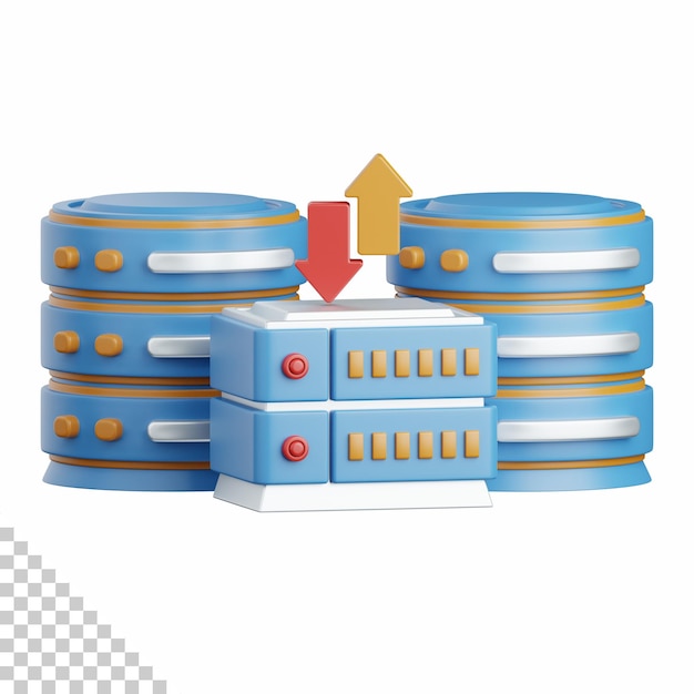 3d rendering database isolated useful for technology, programming, development, coding, software, app, computing, server and connection design element