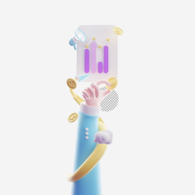 3d rendering hands holding a business graph