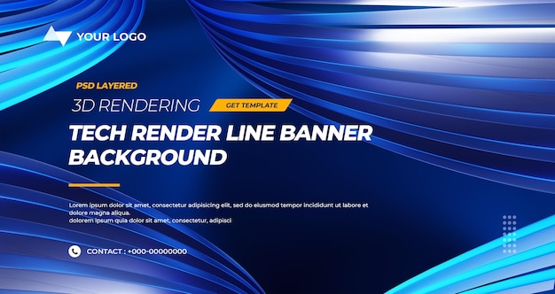 3D Rendering HiTech Lines Abstract Background Banner Layers