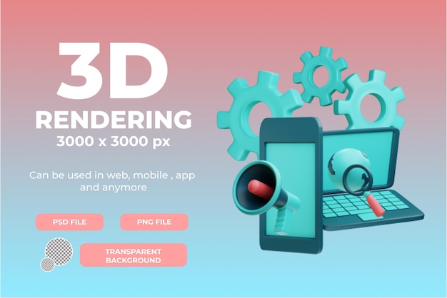 3d rendering maintenance time promotion illustration object with transparent background