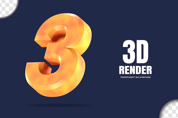 3d rendering number 3 isolated