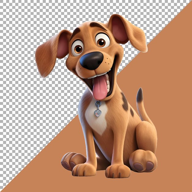 3d rendering of a smiling dog on transparent background ai generated