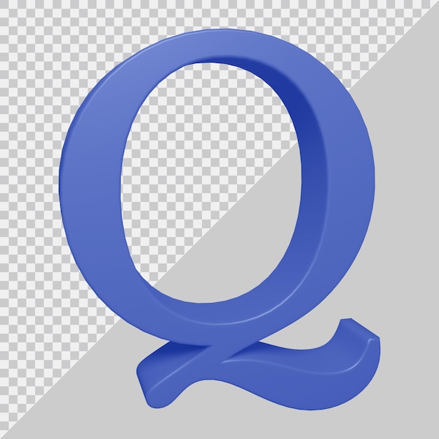 3d rendering of alphabet letter q