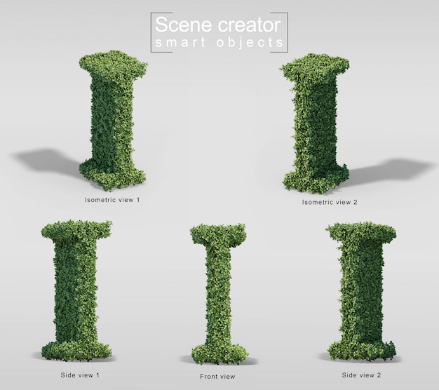 3d rendering of bushes in shape of letter I