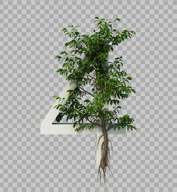 3d rendering of creeping tree on number 4