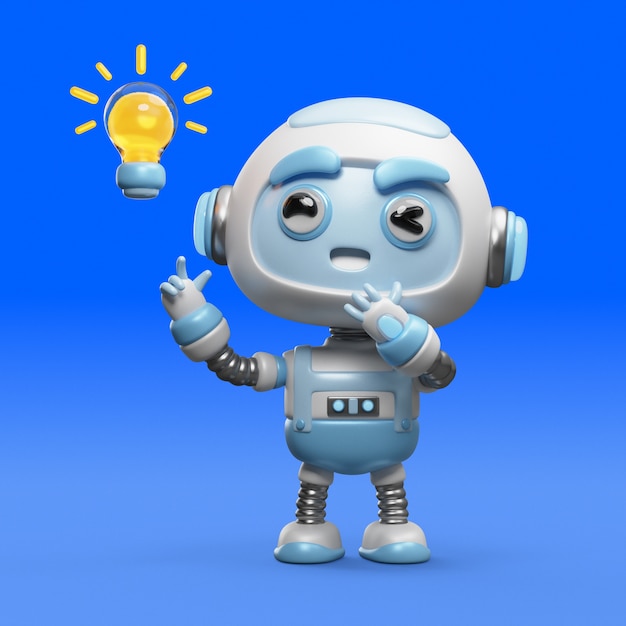 3d rendering of cute robot icon