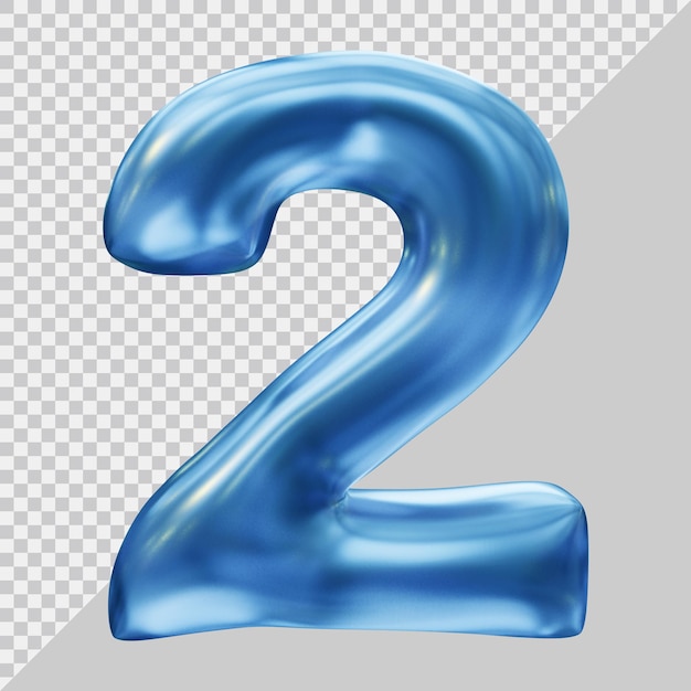 3d rendering of number 2 with modern style
