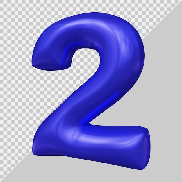 3d rendering of number 2 with modern style