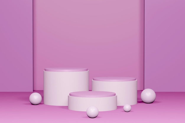 3d rendering pink podium for product placement