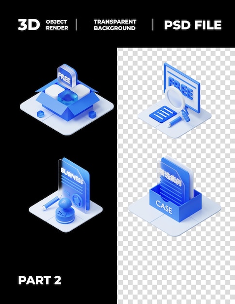 3D rendering technology icon elements