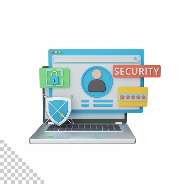 3d rendering user security isolated useful for business economy technology company and finance