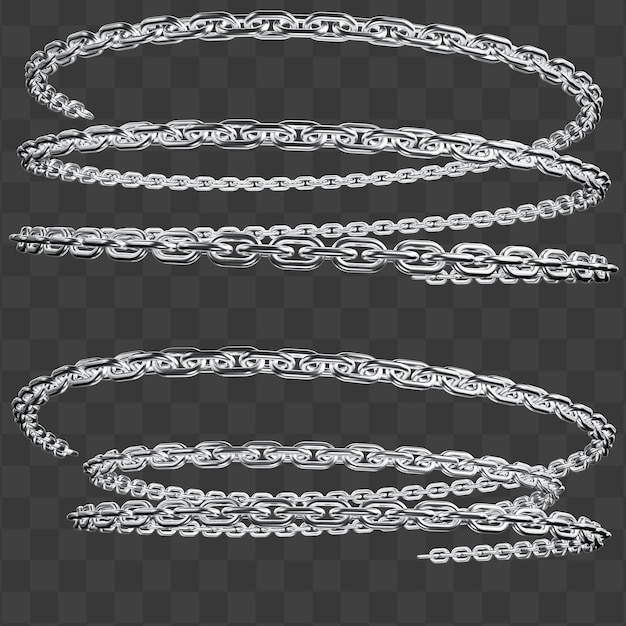 3d silver chain swirl texture for packaging or creative web designs on transparent background
