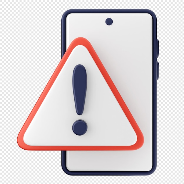 3d smartphone icon caution alert warning reminder