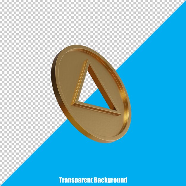 3D Stylized Gold coin on transparent background