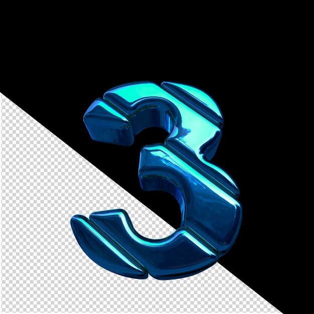 3d symbol made of blue diagonal blocks number 3
