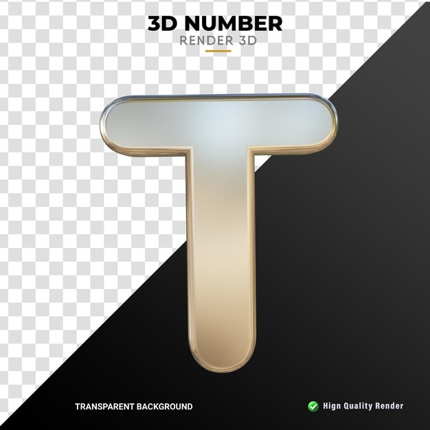 3d t letter very clear rendering