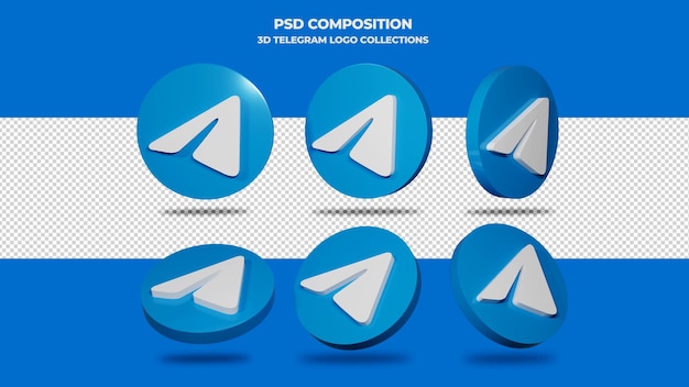 3d telegram icon collections isolated  