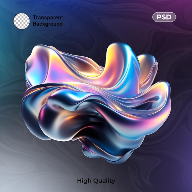 3d twisted fluid abstract metallic shape holographic colored