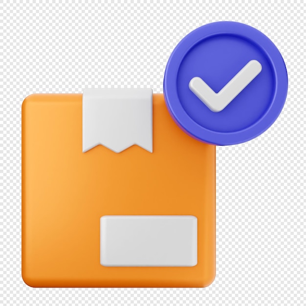 3d verification check mark approve delivery box