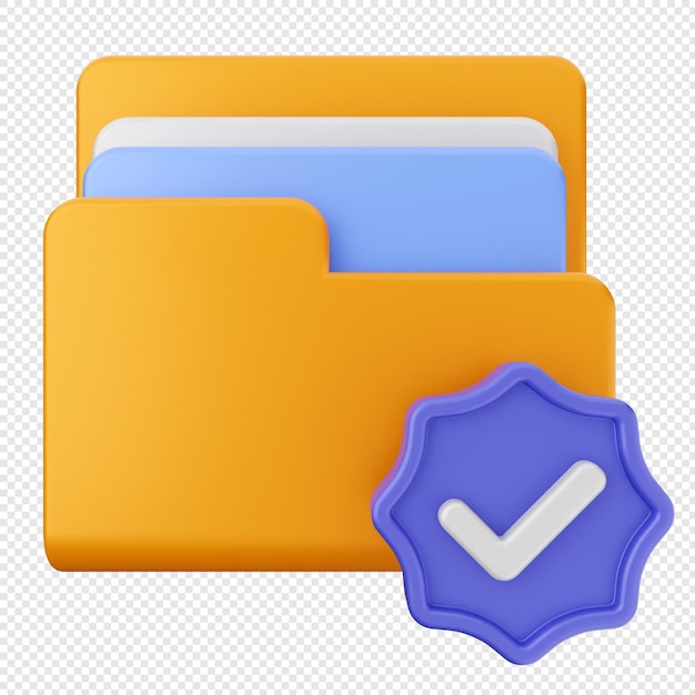 3d verification check mark approve folder