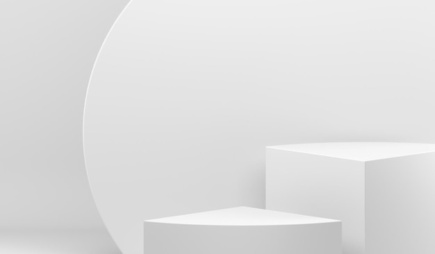 3d white geometric podium squared triangle stairs product presentation advertising realistic psd