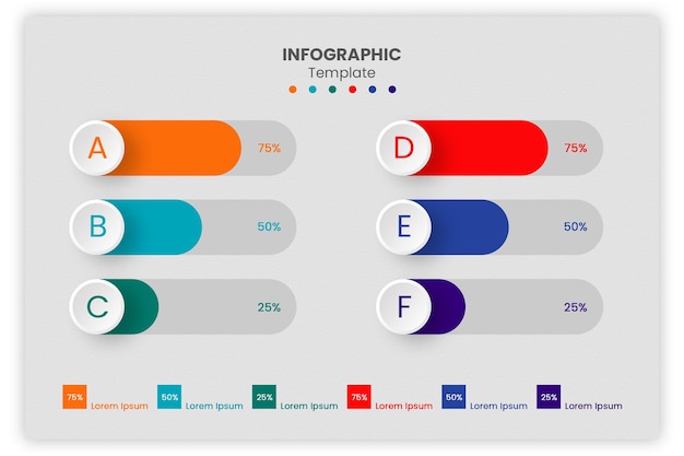 6 percentage bar infographic chart