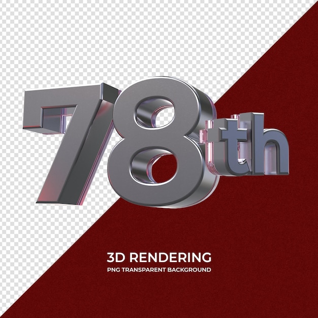 78th 3D rendering transparent background