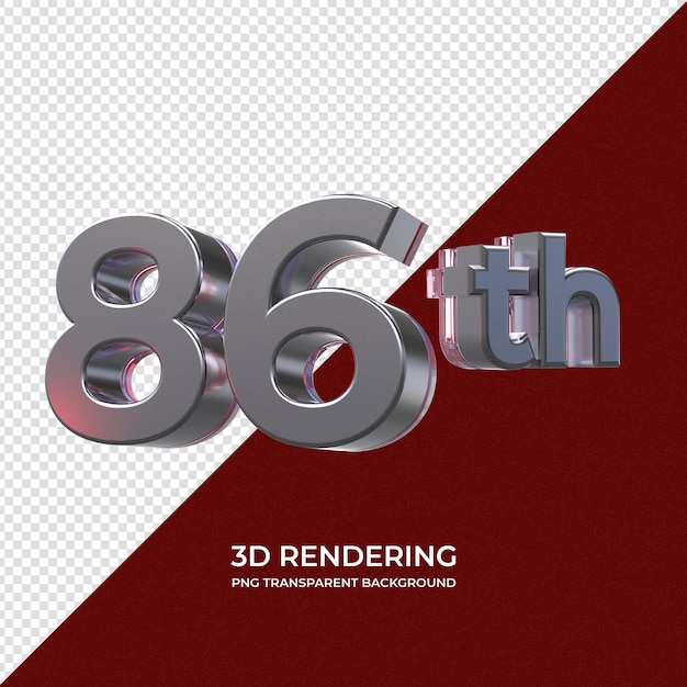 86th 3d rendering transparent background