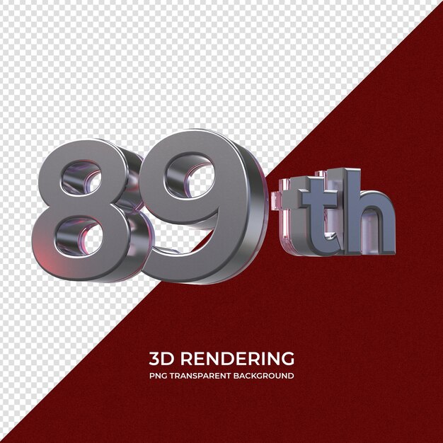 89th 3d rendering transparent background