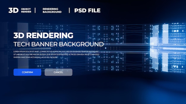 a blue 3D tech rendering banner