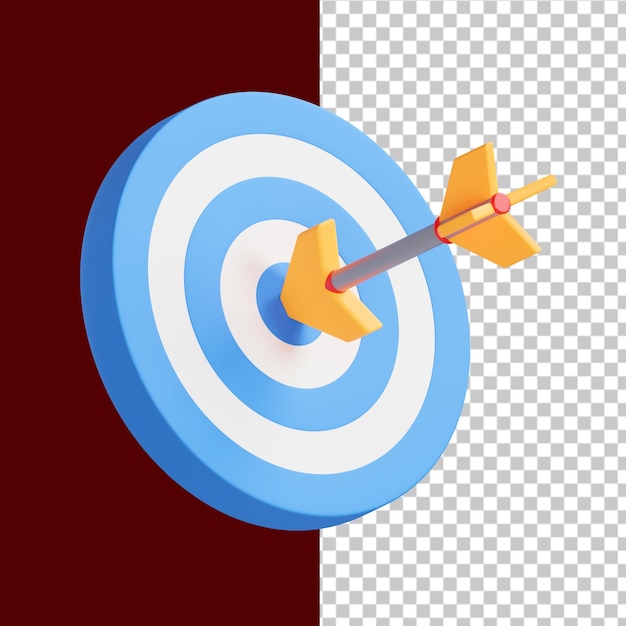 a blue and white target with an arrow in the center.