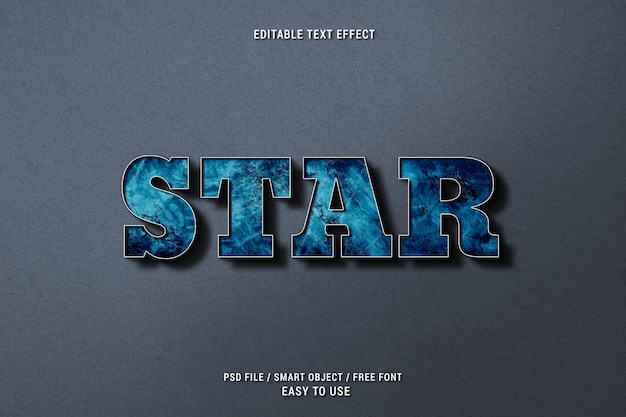 A blue star text effect with a dark background.