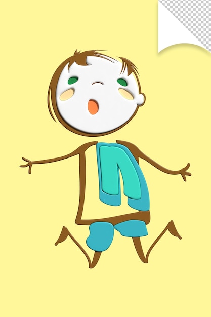 A boy running in front of a yellow background