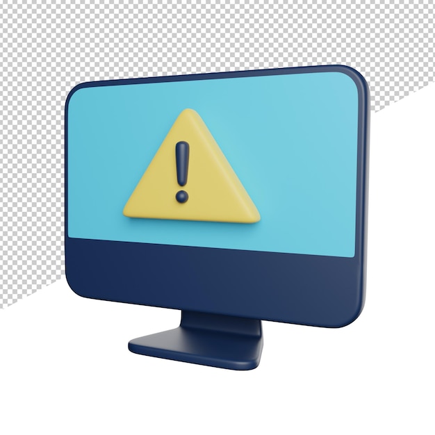 a computer monitor with an exclamation point on the screen.