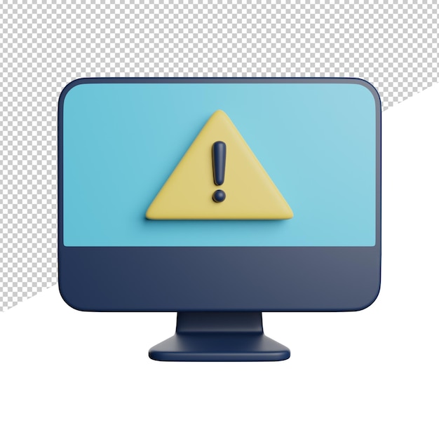 a computer screen with an exclamation point on it