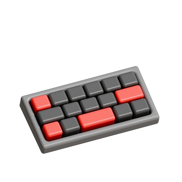 a keyboard with a red black and grey keys