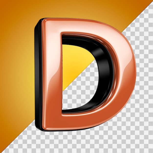 A letter d with a gold background and a black background.