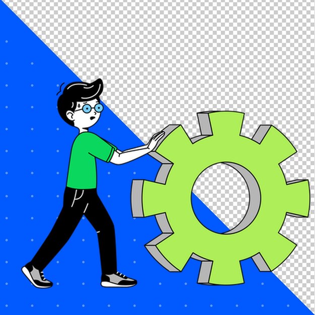 a man is working on a gear that has the word gear on it