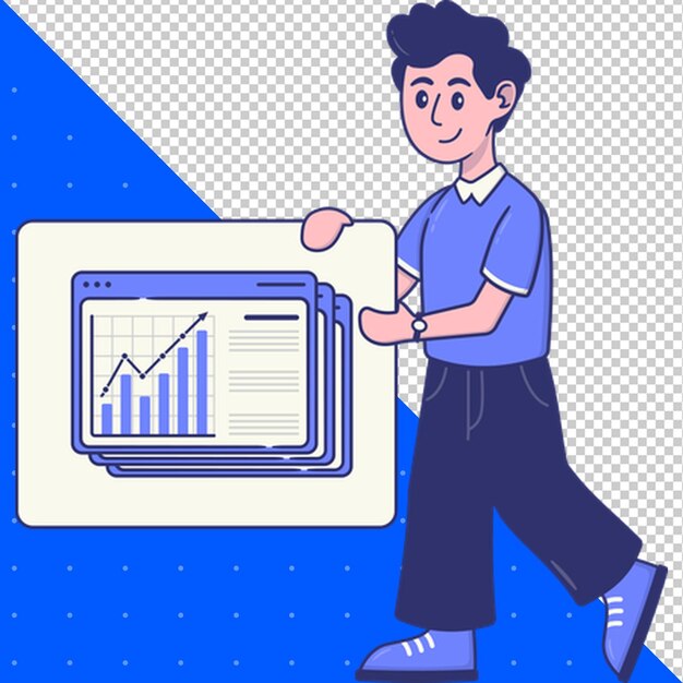 a man with a graph that says graph on it